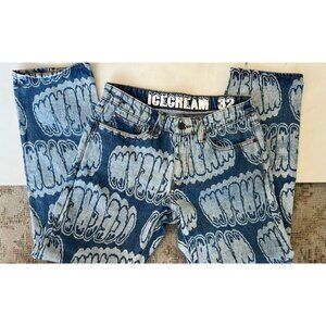 Billionaire Boys Club BBC Ice cream Bubble Blue White Jeans Sz 32 31 denim